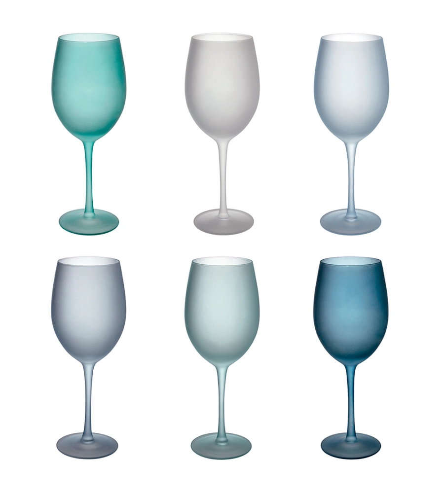 SERVIZIO CALICI  "HAPPY HOUR" IN VETRO SFUMATURE DI BLU, 6 PEZZI